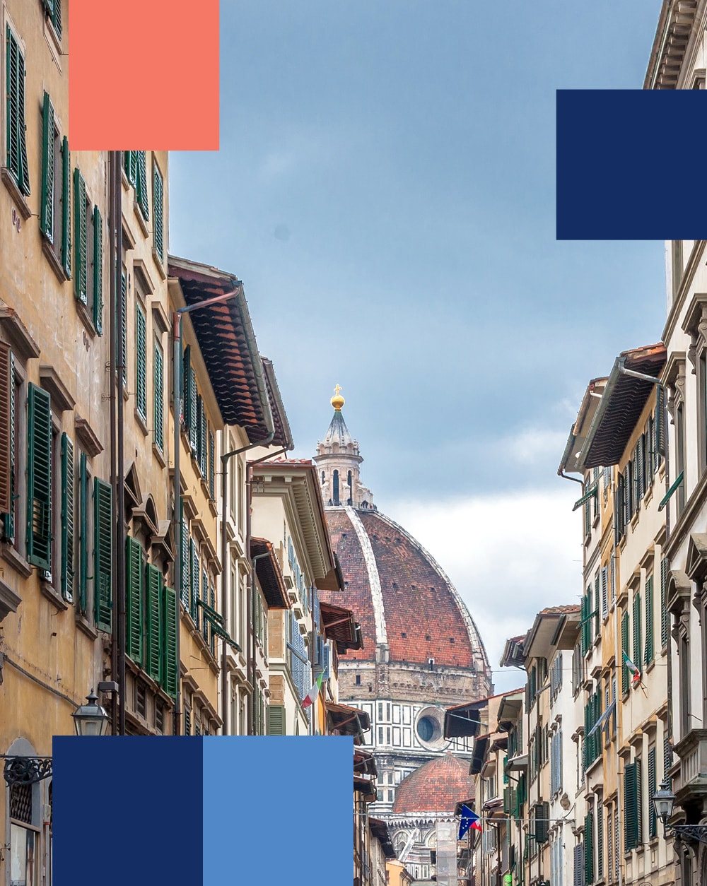 Blick auf die Kuppel von Brunelleschi von einer Straße in Florenz aus - mobile