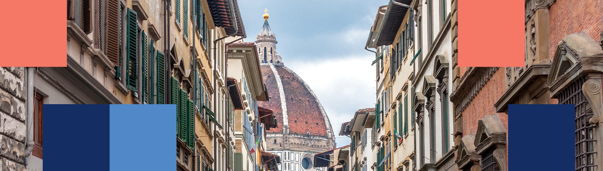 Vista de la cúpula de Brunelleschi desde una calle de Florencia